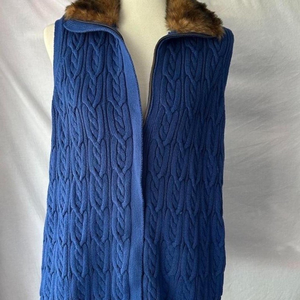 Liz Claiborne faux fur collared sweater vest